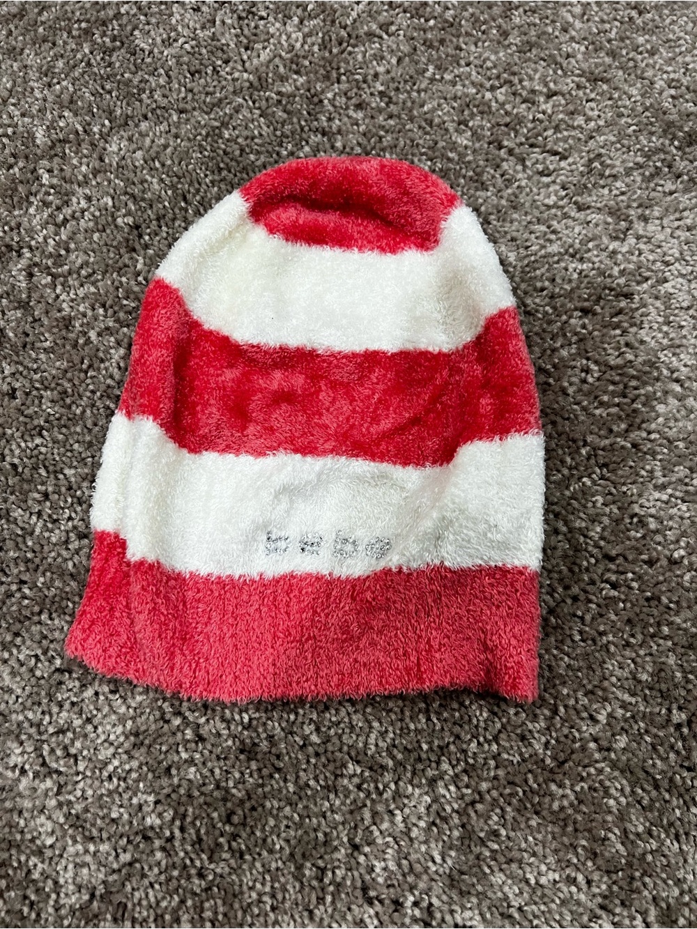 Y2k bebe Striped Fuzzy Beanie